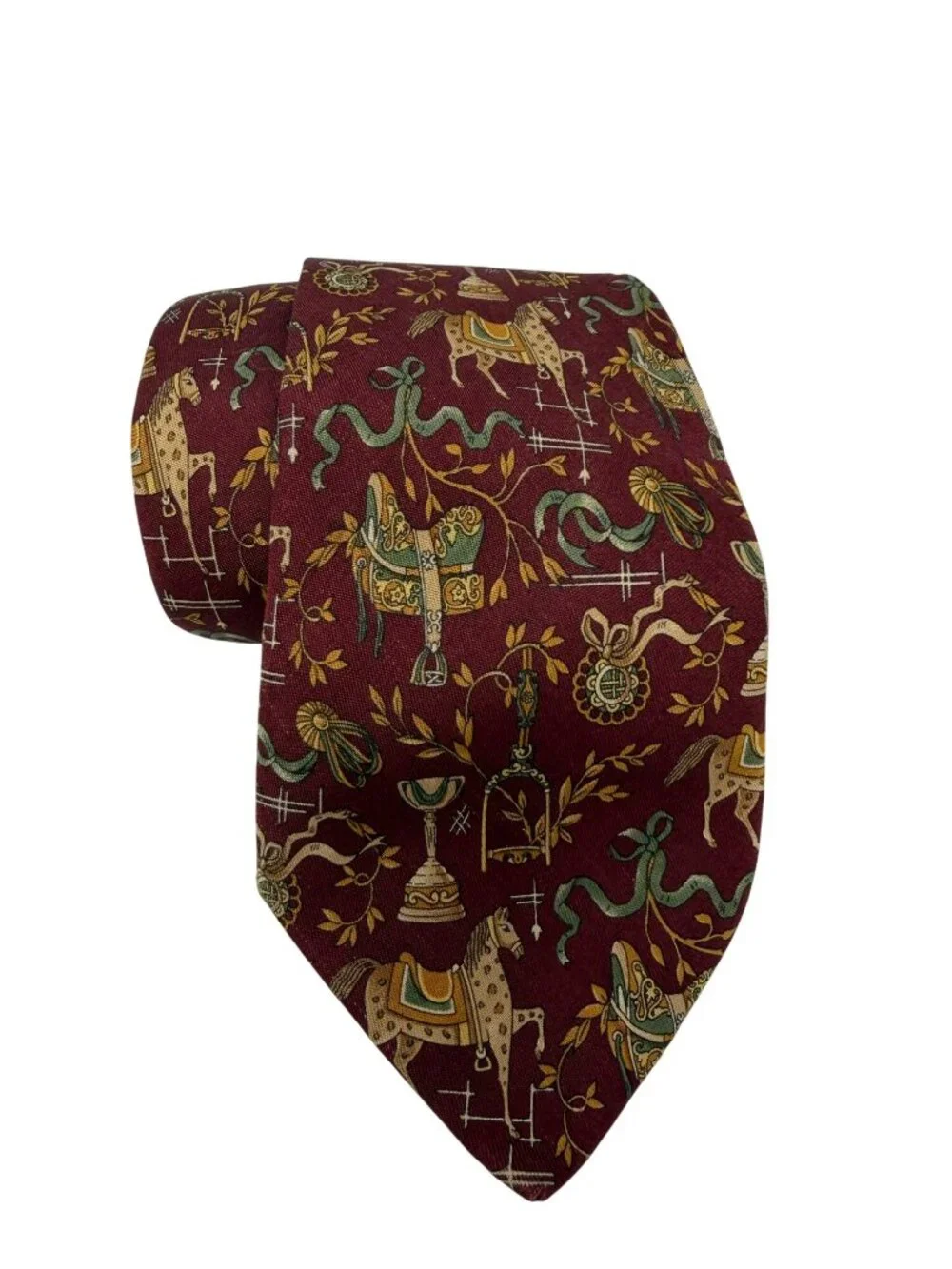 Salvatore Ferragamo 100% Silk Neck Tie Show Horse Equestrian Whimsical Novelty